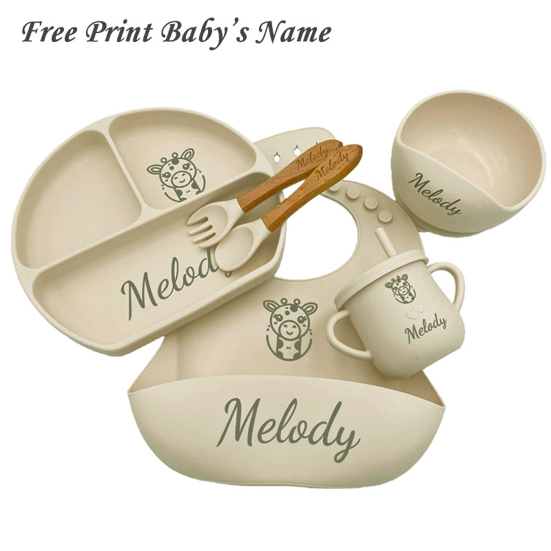Plate Suction Toddler - Set Makan Silikon Nama Kustom untuk