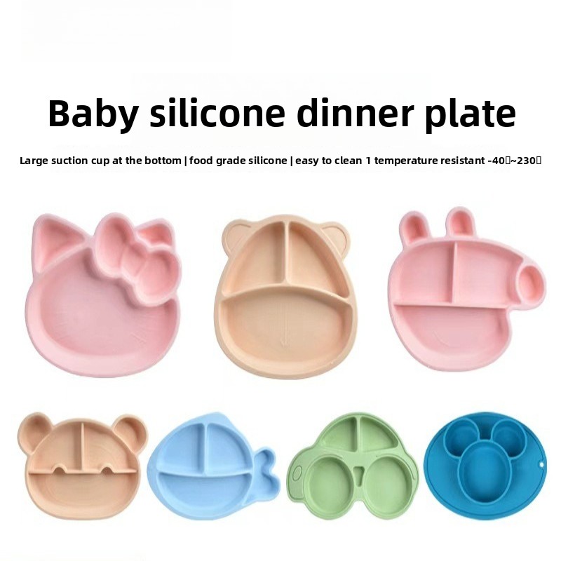 Plate Suction Toddler - Piring Silikon Kartun Bebas BPA untuk