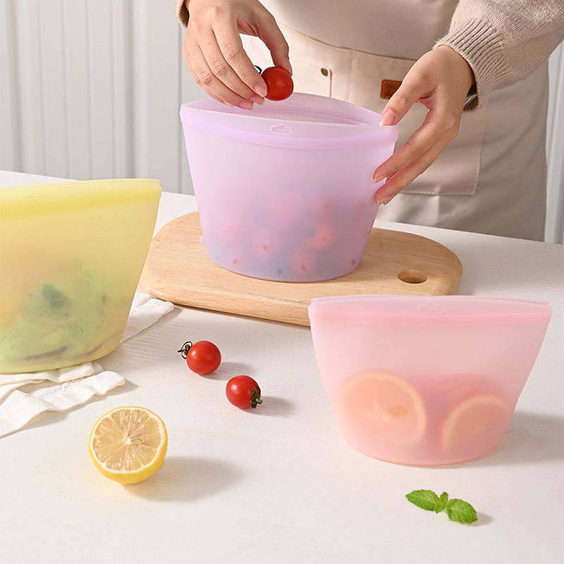 Food Pouch Reusable - Kantong Penyimpanan Silikon Segel Otomatis Kantong