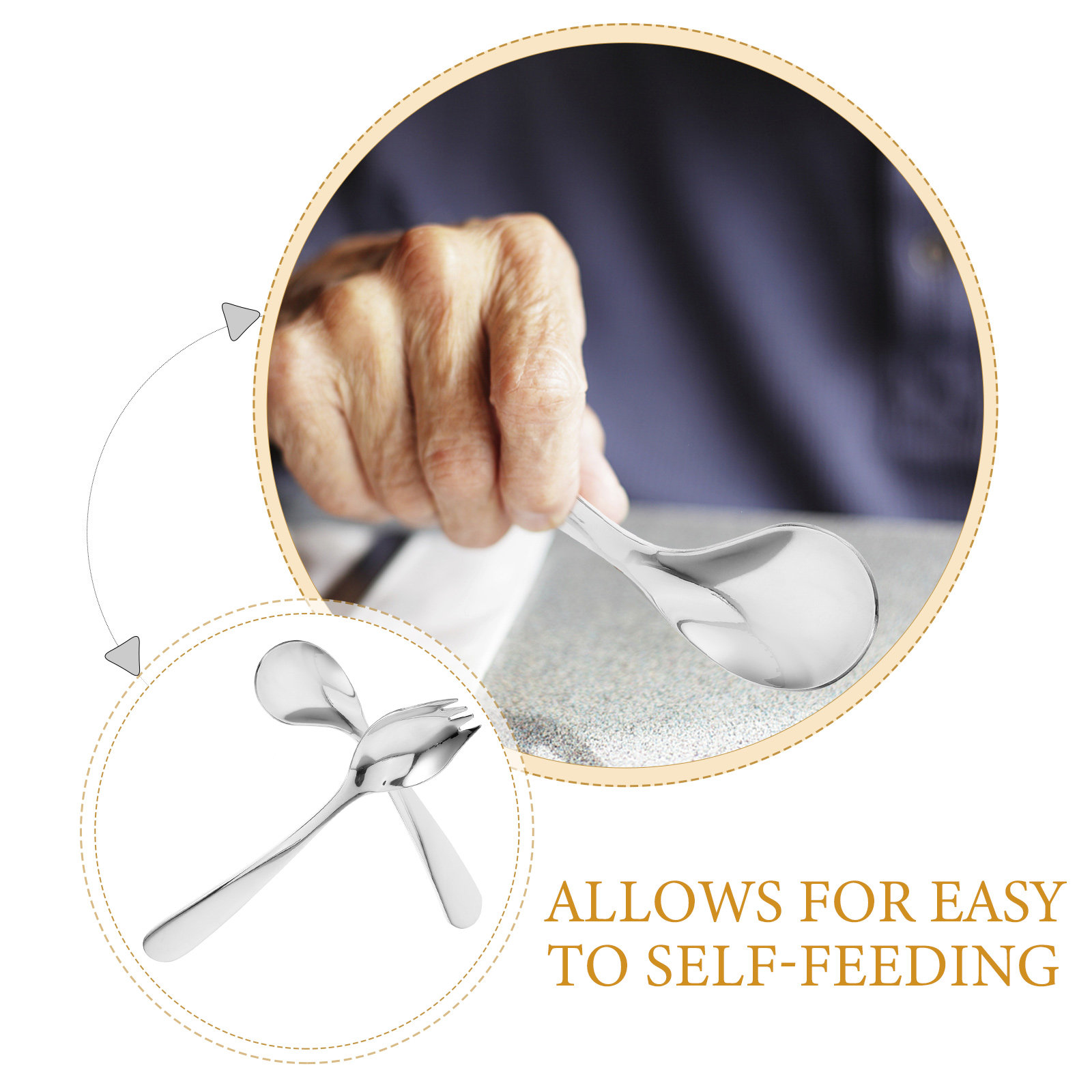 1Set Sendok Makan Sudut Stainl - Self Feed Spoon ulasan dan harga