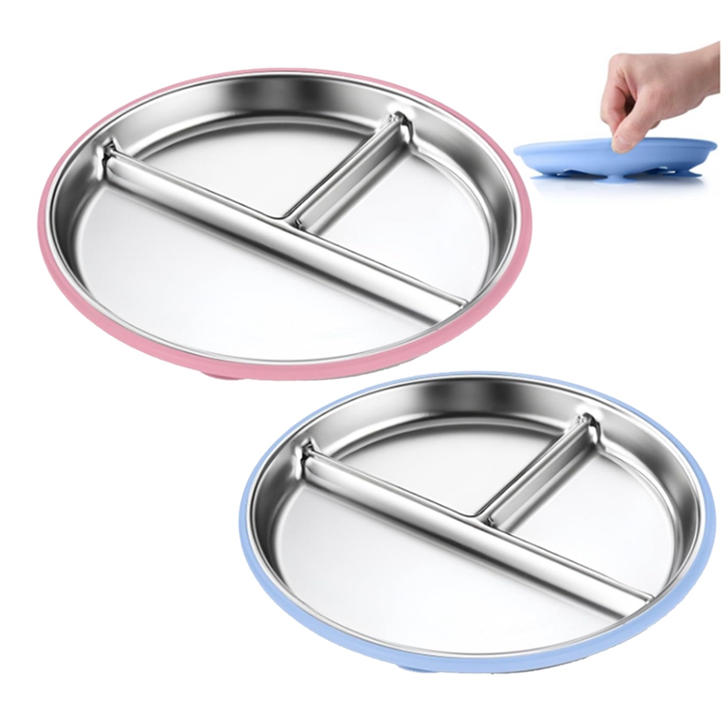 2 Buah Piring Anak Bahan Stain - Plate Suction Toddler ulasan dan harga