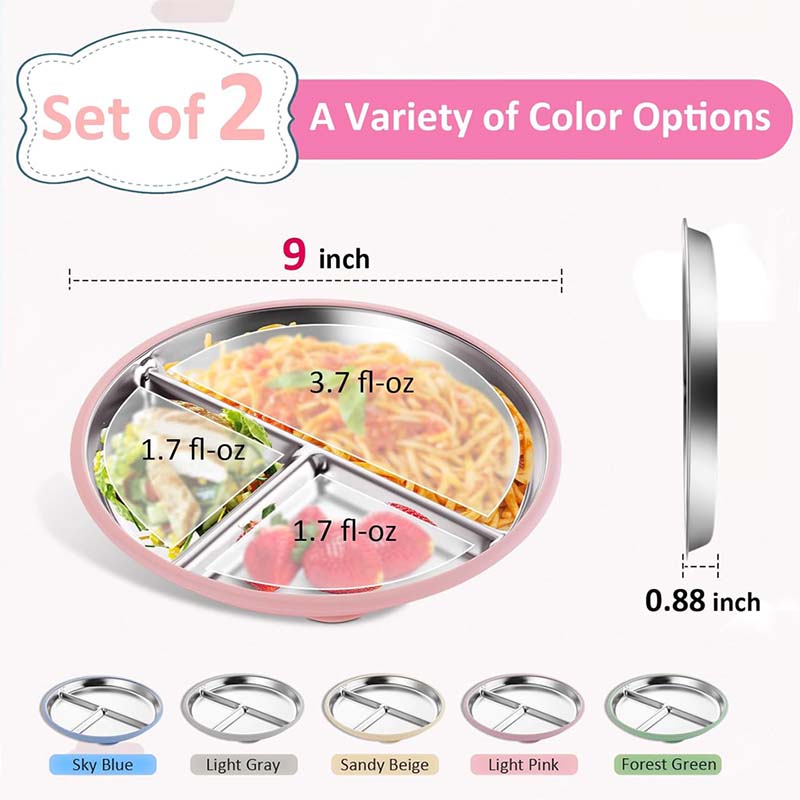 Piring Baja Tahan Karat dengan - Plate Suction Toddler ulasan dan harga
