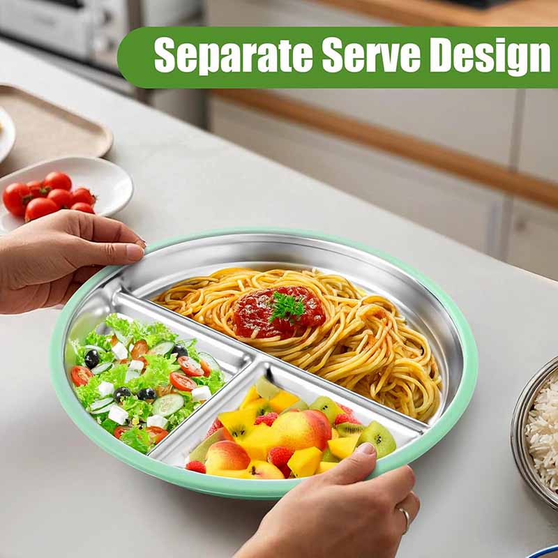Piring Baja Tahan Karat dengan - Plate Suction Toddler ulasan dan harga