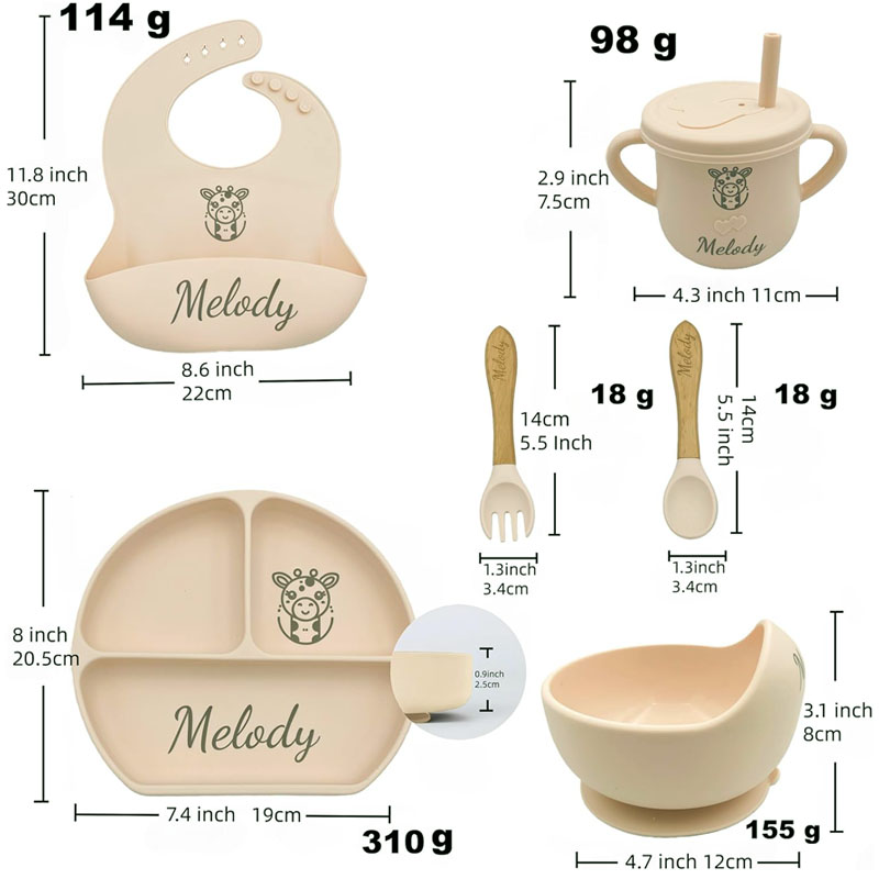 Set Makan Silikon Nama Kustom  - Plate Suction Toddler ulasan dan harga