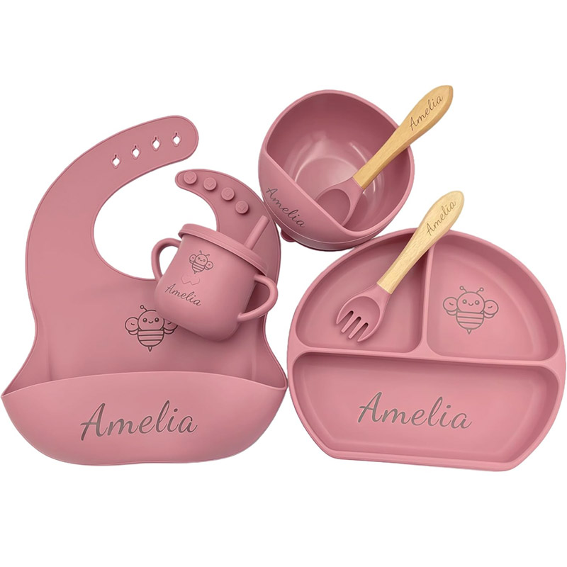 Set Makan Silikon Nama Kustom  - Plate Suction Toddler ulasan dan harga