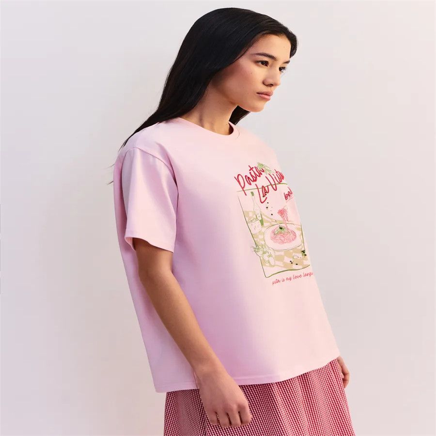 Kaos Katun Wanita Pink Cantik  - Baby Food Intake ulasan dan harga