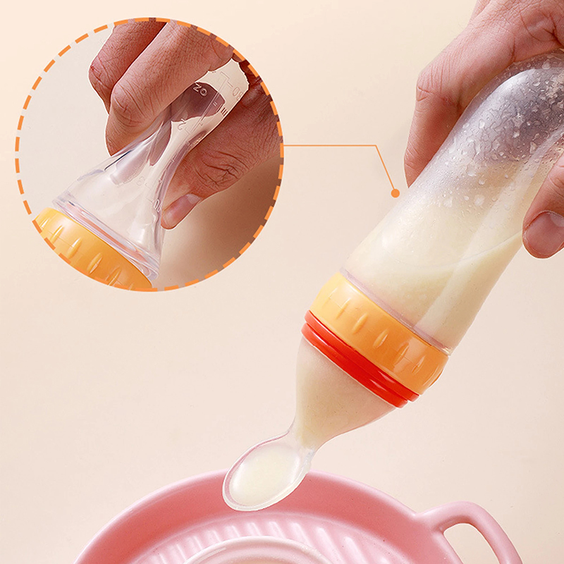 Meremas botol makan silikon la - Self Feed Spoon ulasan dan harga