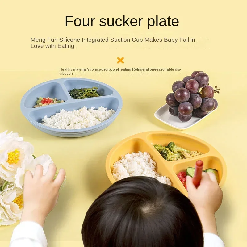 Peralatan makan bayi silikon,  - Plate Suction Toddler ulasan dan harga