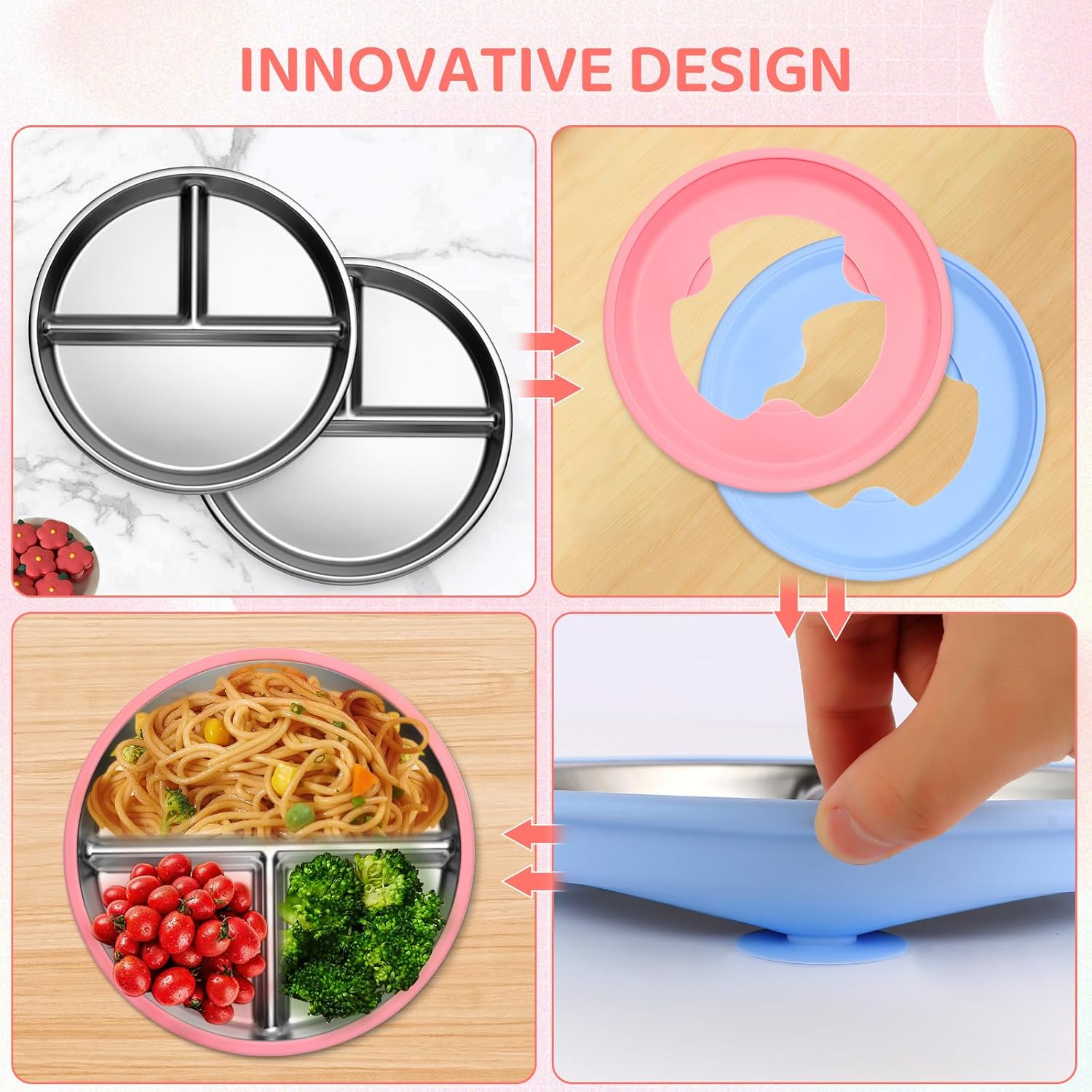Piring Balita Baja Tahan Karat - Plate Suction Toddler ulasan dan harga